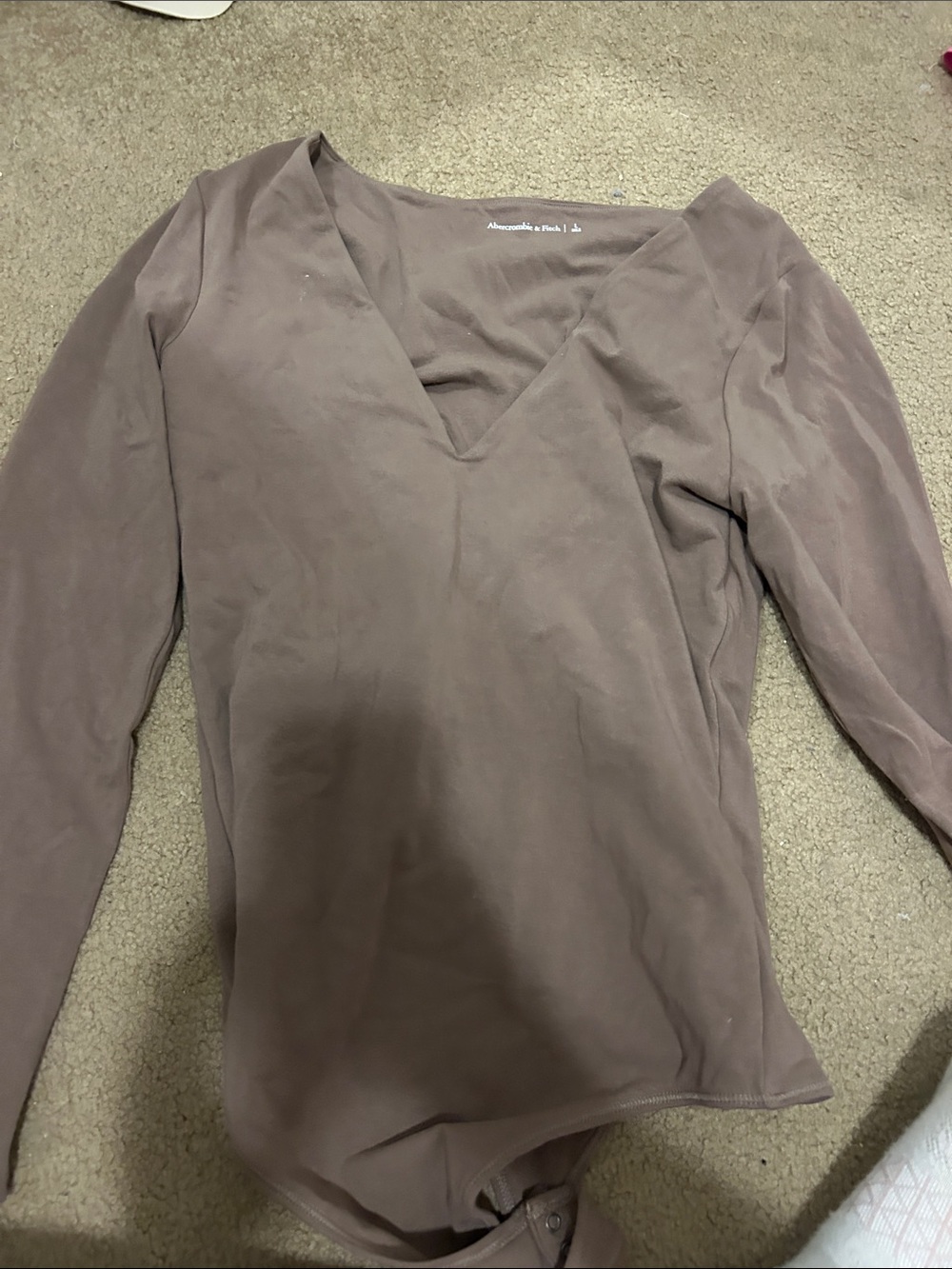 Abercrombie & Fitch Mauve V-Neck Long Sleeve Bodysuit